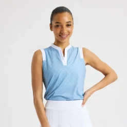 Röhnisch Abby Sleeveless Top Micro-R-Check-Dove-Blue Online