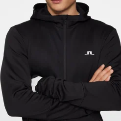 J.Lindeberg Aerial Full Zip Hood Svart Black Sale