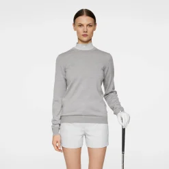 J.Lindeberg Aria Knitted Sweater Light-Grey-Melange Clearance