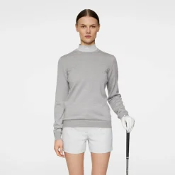 J.Lindeberg Aria Knitted Sweater Light-Grey-Melange Clearance