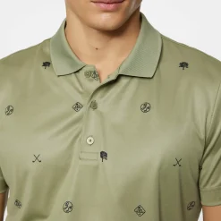 J.Lindeberg Club House Motif Polo Golf-Micro-Olive-S Online