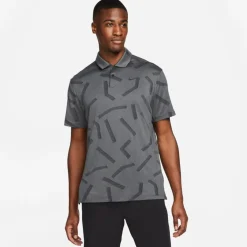 Nike Dri-Fit Vapor Line Jaquard Golf Polo Dk Smoke Grey-Black New