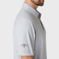 Callaway Emea Ss Ventilated Jacquard Polo Gray Dawn New