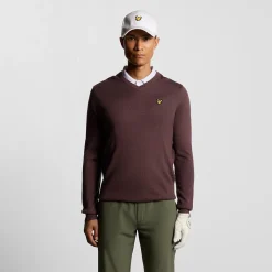 Lyle & Scott Golf V Neck Pullover Rosa Berry Sale