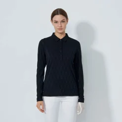 Daily Sports Graphic Jaquard Ls Poloshirt Svart Black Online