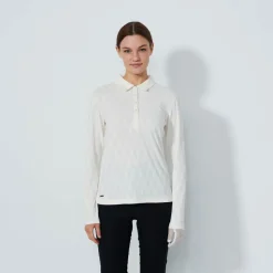 Daily Sports Graphic Jaquard Ls Poloshirt Vit Ivory Sale