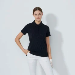 Daily Sports Graphic Jaquard Ss Poloshirt Svart Black Discount
