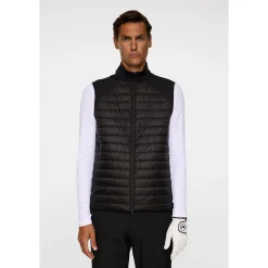 J.Lindeberg Hayden Quilt Hybrid Vest Svart Black New