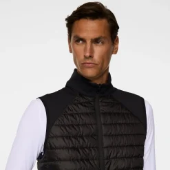 J.Lindeberg Hayden Quilt Hybrid Vest Svart Black New