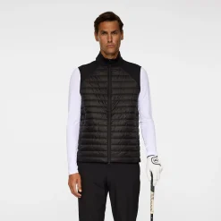 J.Lindeberg Hayden Quilt Hybrid Vest Svart Black New
