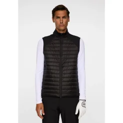 J.Lindeberg Hayden Quilt Hybrid Vest Svart Black New
