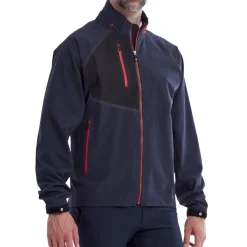 FootJoy Hydrotour Jacket Navy With Black And Bright Red Clearance