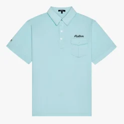 Malbon Golf JP Single Pocket Mercerized Polo Aqua Blue Hot