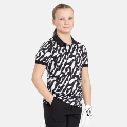 Bogeys & Birdies Jr Tech Hidden Button Pique AOP Svart Vit Black/White (Zebra) Best