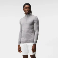 J.Lindeberg Kian Zipped Golf Sweater Grå Grey Melange