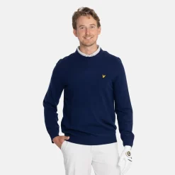 Lyle & Scott Lambswool Blend Crew Bright Navy (X929) Best