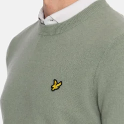 Lyle & Scott Lambswool Blend Crew Green Sage L (X932) New