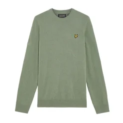 Lyle & Scott Lambswool Blend Crew Green Sage L (X932) New