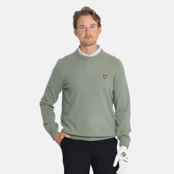 Lyle & Scott Lambswool Blend Crew Green Sage L (X932) New