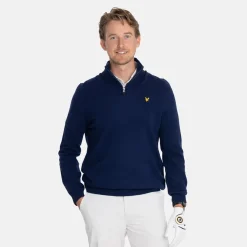 Lyle & Scott Lambswool Blend Quarter Zip Bright Navy (X929) Clearance