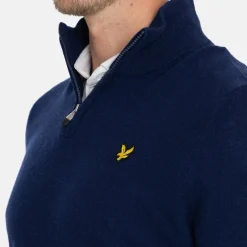 Lyle & Scott Lambswool Blend Quarter Zip Bright Navy (X929) Clearance