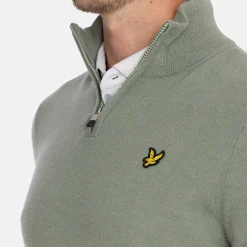 Lyle & Scott Lambswool Blend Quarter Zip Green Sage L (X932) Outlet
