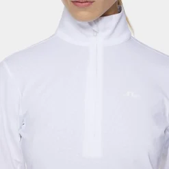 J.Lindeberg Lauryn Quarter Zip Mid Layer Vit White New
