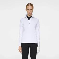J.Lindeberg Lauryn Quarter Zip Mid Layer Vit White New