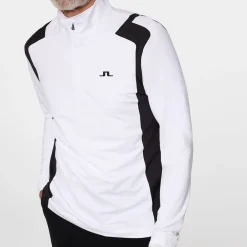 J.Lindeberg Lukas Quarter Zip Mid Layer Vit White New