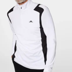 J.Lindeberg Lukas Quarter Zip Mid Layer Vit White New