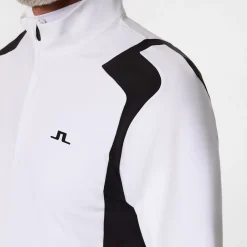 J.Lindeberg Lukas Quarter Zip Mid Layer Vit White New