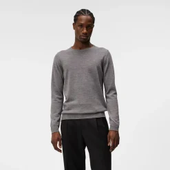 J.Lindeberg Lyle Merino Crew Neck Sweater Grey-Melange Hot