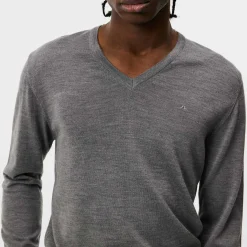 J.Lindeberg Lymann Merino V-Neck Sweater Grey-Melange Online