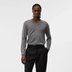 J.Lindeberg Lymann Merino V-Neck Sweater Grey-Melange Online