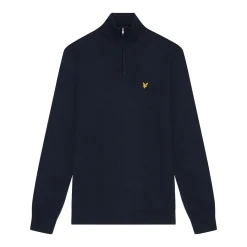 Lyle & Scott Merino Blend Quarter Zip Blå Dark Navy (Z271) Sale
