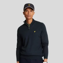 Lyle & Scott Merino Blend Quarter Zip Blå Dark Navy (Z271) Sale