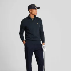 Lyle & Scott Merino Blend Quarter Zip Blå Dark Navy (Z271) Sale