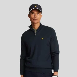 Lyle & Scott Merino Blend Quarter Zip Blå Dark Navy (Z271) Sale