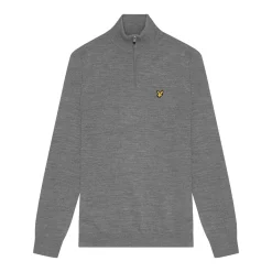 Lyle & Scott Merino Blend Quarter Zip Grå Mid Grey (T28) Sale