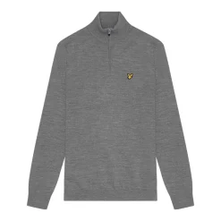 Lyle & Scott Merino Blend Quarter Zip Grå Mid Grey (T28) Sale