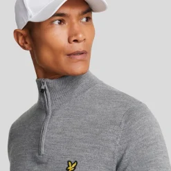 Lyle & Scott Merino Blend Quarter Zip Grå Mid Grey (T28) Sale