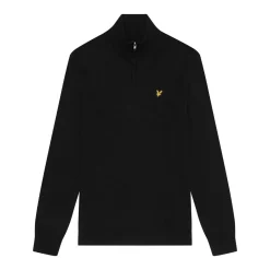 Lyle & Scott Merino Blend Quarter Zip Svart Jet Black (Z865) Discount