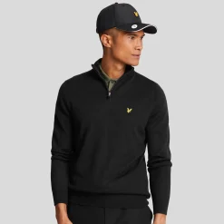 Lyle & Scott Merino Blend Quarter Zip Svart Jet Black (Z865) Discount