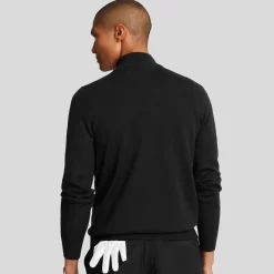 Lyle & Scott Merino Blend Quarter Zip Svart Jet Black (Z865) Discount