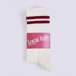 Local Rule Merino Socks Brick Red Stripe Clearance