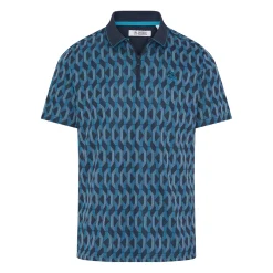Original Penguin OP All Over Jacquard Colour Block Polo Black-Iris New