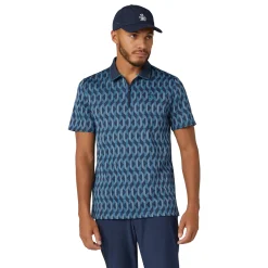 Original Penguin OP All Over Jacquard Colour Block Polo Black-Iris New