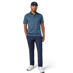 Original Penguin OP All Over Jacquard Colour Block Polo Black-Iris New