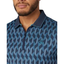 Original Penguin OP All Over Jacquard Colour Block Polo Black-Iris New
