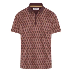 Original Penguin OP All Over Jacquard Colour Block Polo Mauve-Wine Online